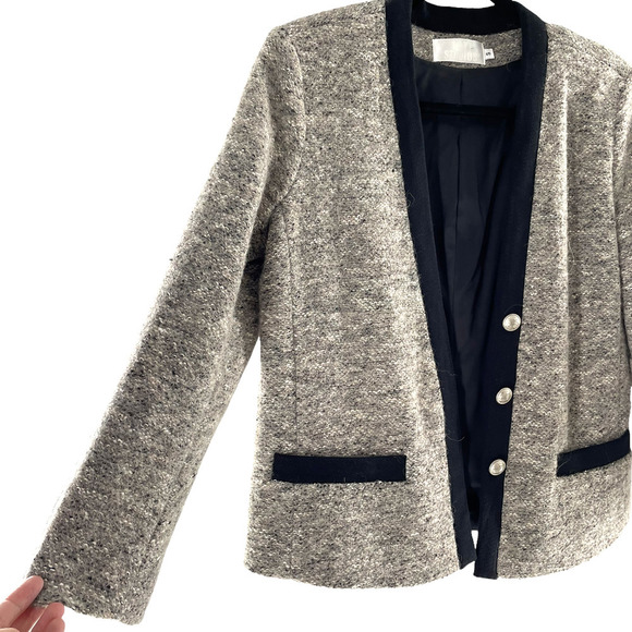 13YI Studios Womens Button-Up Cardigan Sweater Long Sleeve Pockets Size S Gray - Picture 3 of 8